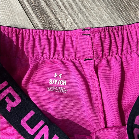Under Armour Women's Vibrant Pink and Black Athletic Shorts - Picture 2 of 3
